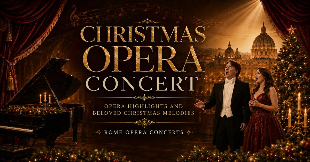 Arias, duets and Christmas songs with singers and piano, then an aperitivo, in the Methodist church on Via Fir, a Rome opera concert, opera houses in Rome
