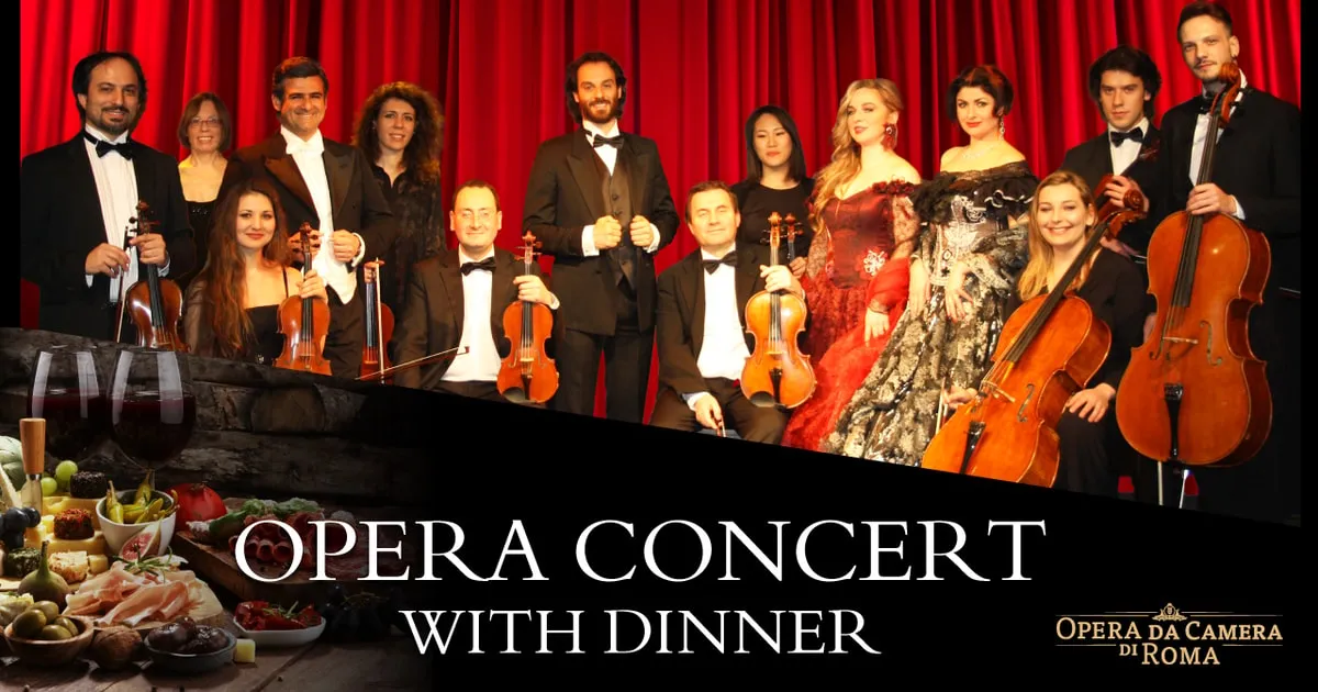 The Opera da Camera di Roma concert, then a Roman dinner with wine a few minutes away, an opera dinner in Rome, opera houses in Rome