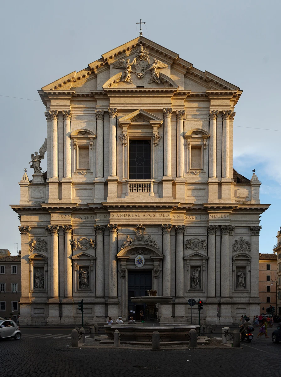 The facade of Sant'Andrea della Valle, the church of Act 1, tosca locations rome