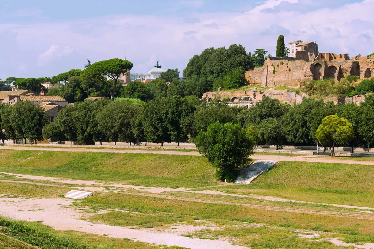 The grass track of the Circus Maximus in Rome, baths of caracalla opera