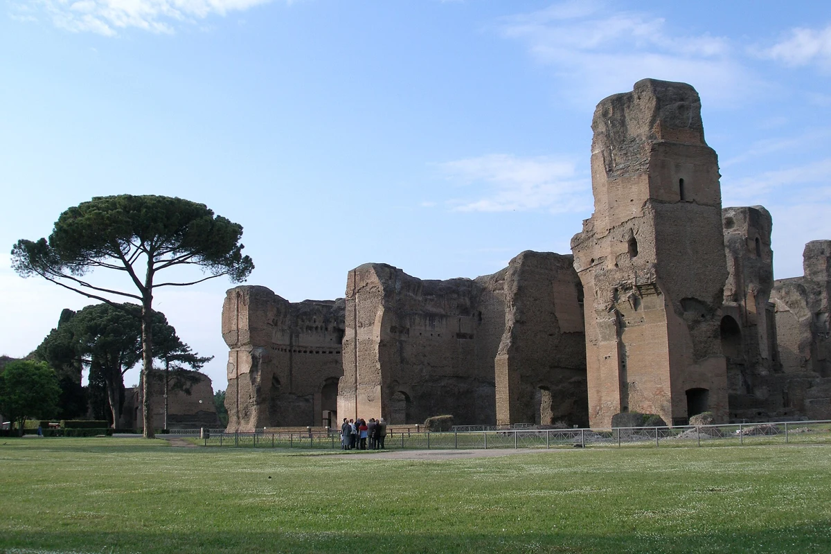 The ruins of the Baths of Caracalla in Rome, three tenors rome